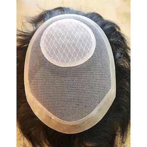 Men&#39;s Wigs, Wigs Made of Black Natural Human Hair, Breathable and Non-stuffy Wigs, 100% Hand-Woven Wigs, Stick-On Invisible Wigs