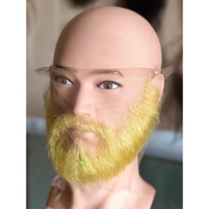 Men&#39;s Beard, Sexy Yellow Beard, Hand-Crocheted Fake Beard, Invisible Yarn Edge Fake Beard for Men, Beard for Cosplay