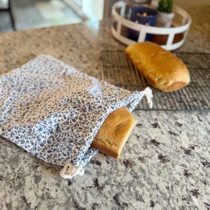 Reusable Cotton Bread Bag with Drawstring | Eco-Friendly Bread Storage | Zero Waste Kitchen | Cotton Bread Sack | Homemade Bread Gift Bag