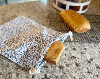 Reusable Cotton Bread Bag with Drawstring | Farmhouse Kitchen Storage for Bakers
