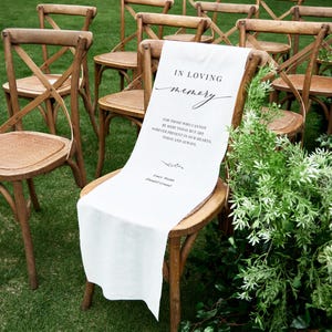Linen Memorial Chair Sign: Remembrance Wedding Decor, Personalized Tribute
