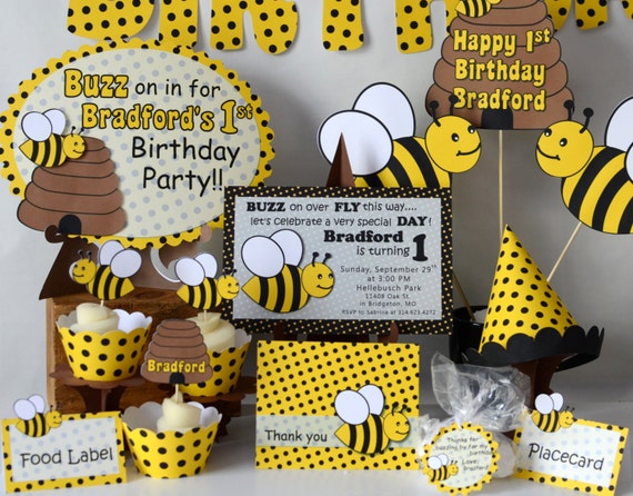 Bumble Bee Birthday Banner Honey Bee Party Decorations Bug Etsy