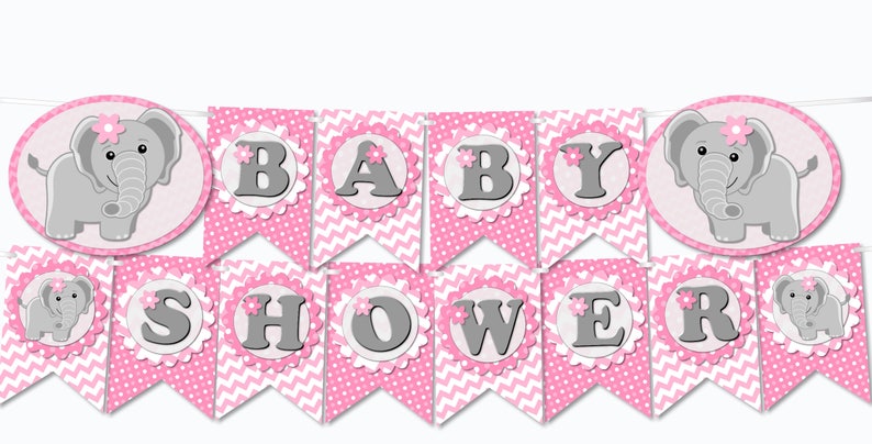 Pink Elephant Baby Shower Banner Baby Shower Girl Etsy Pink Elephant Baby Shower Banner Baby Shower Girl Etsy
