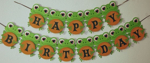 Frog Birthday Party Banner - Personalized Custom Message (20 letters) Il_570xn