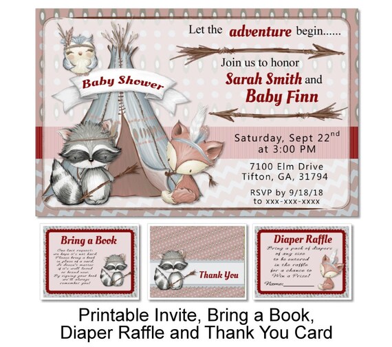 etsy baby shower invitations woodland