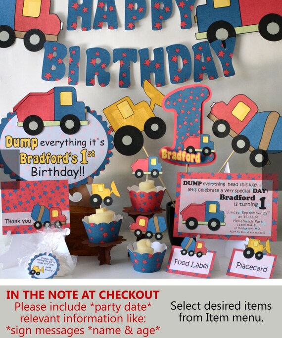 Construction Party Decorations Dump Truck Birthday Party Etsy