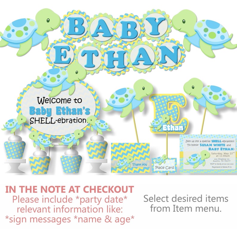 Sea Turtle Baby Shower Decorations Boy Birthday Party Under The Banner Cake Topper First 1st