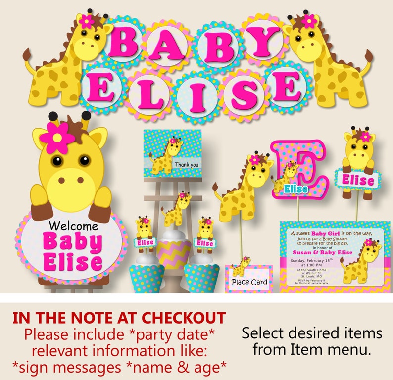 Giraffe Baby Shower Decorations Giraffe 1st First Birthday Etsy
