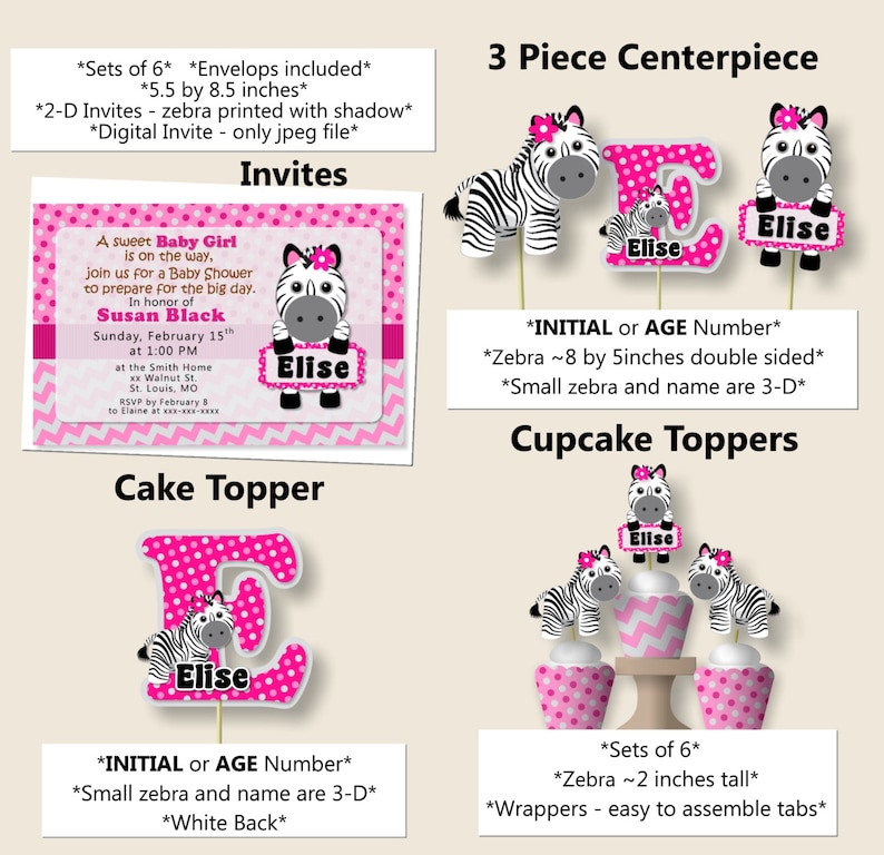 Zebra Baby Shower Decorations Zebra Birthday Decorations Etsy