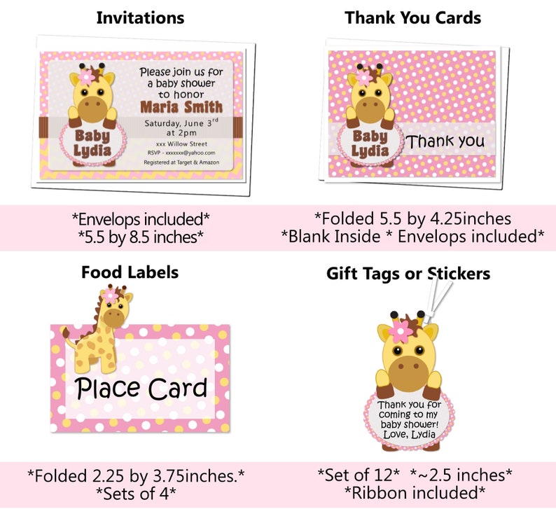 Printed Decorations Giraffe Cake Topper Giraffe First Birthday Cake Topper Giraffe Baby Shower Centerpiece Decorations for Girl