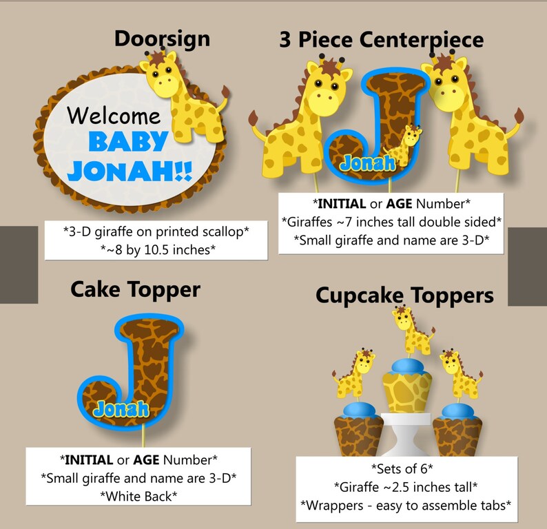 Giraffe Baby Shower Decorations for Boy Giraffe First Etsy
