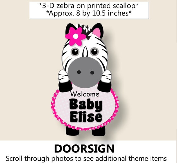 Baby Girl Zebra Baby Shower Welcome Sign Zebra Birthday Party Etsy