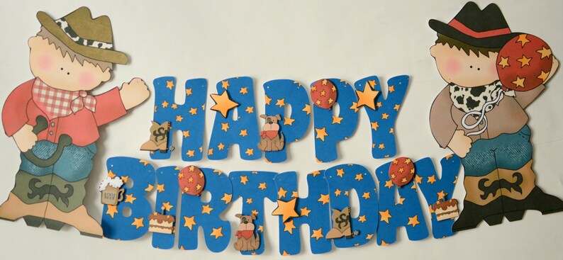 Cowboy Birthday Banner Little Cowboy Theme Party Decorations Etsy