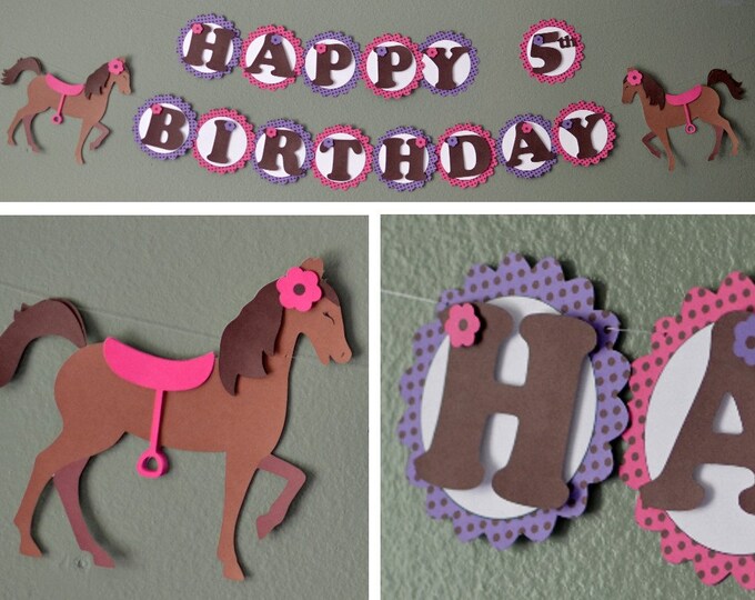 Horse Birthday Banner Girl Horse Party Banner Pony - Etsy