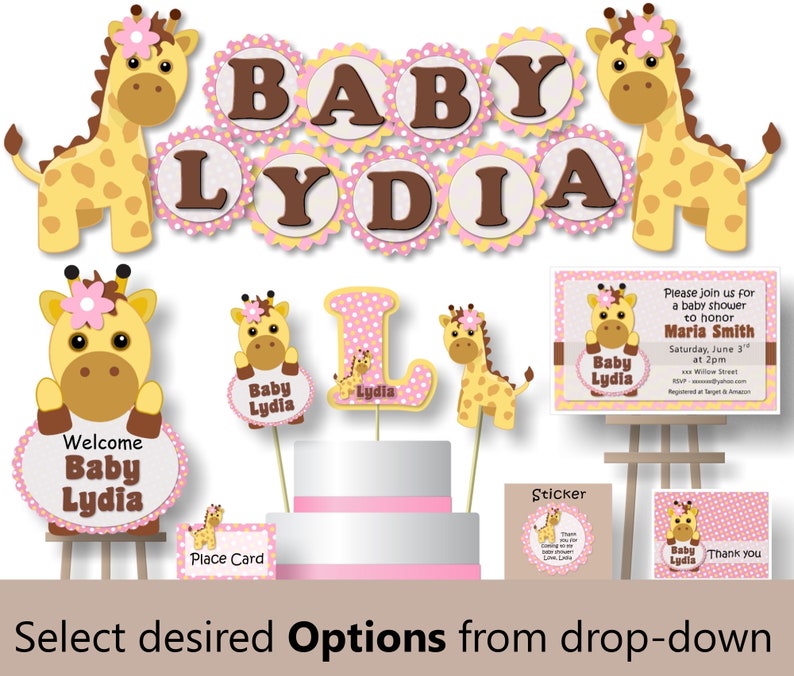 Giraffe Baby Shower Decorations for Girl Giraffe First Etsy