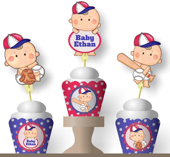 Baseball Cupcake Toppers and Wrappers - Baseball Baby Shower - Baseball 1st Birthday - Baseball First - Baseball Party - Printed Il_570xn
