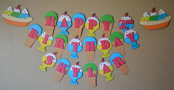 Banner Ice Cream Birthday Party Decoration Ice Cream Party Etsy