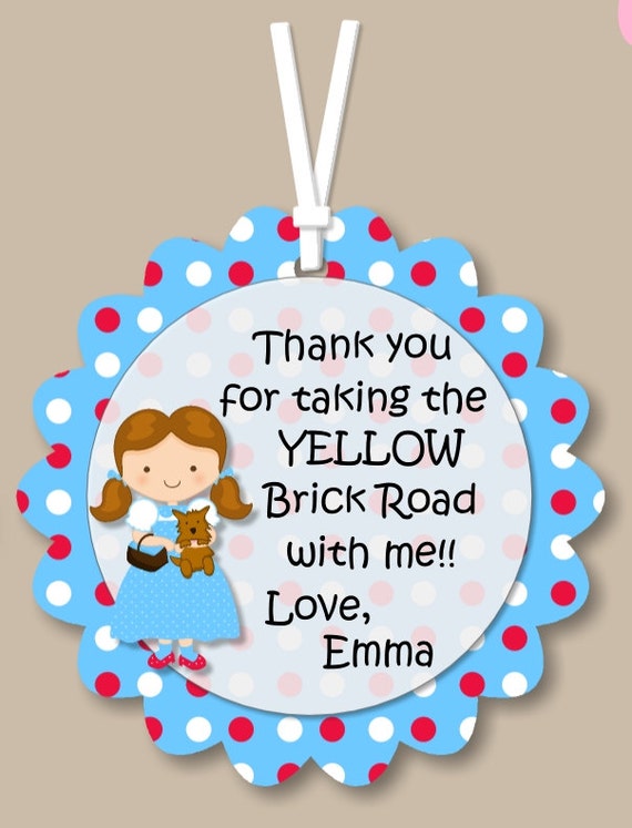 12 Personalized Little Girl Wizard of Oz Birthday Party Personalized Favor Tags, Custom Gift Tag, Thank You Tag Il_570xn