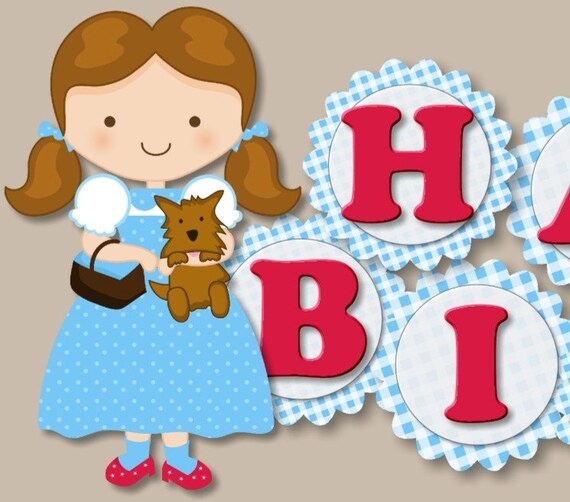 Personalized Little Girl Wizard of Oz Birthday Party Decoration or Birthday Party Banner, Invitations, Cake Topper, Personalized Custom Il_570xn