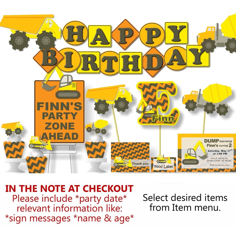 Construction Birthday Party Decorations Dump Truck Party Etsy