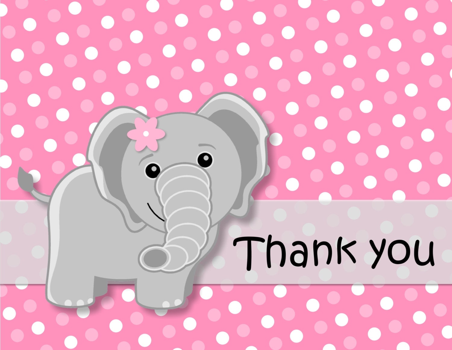 Pink Elephant Baby Shower Thank You Cards Elephant Birthday Etsy