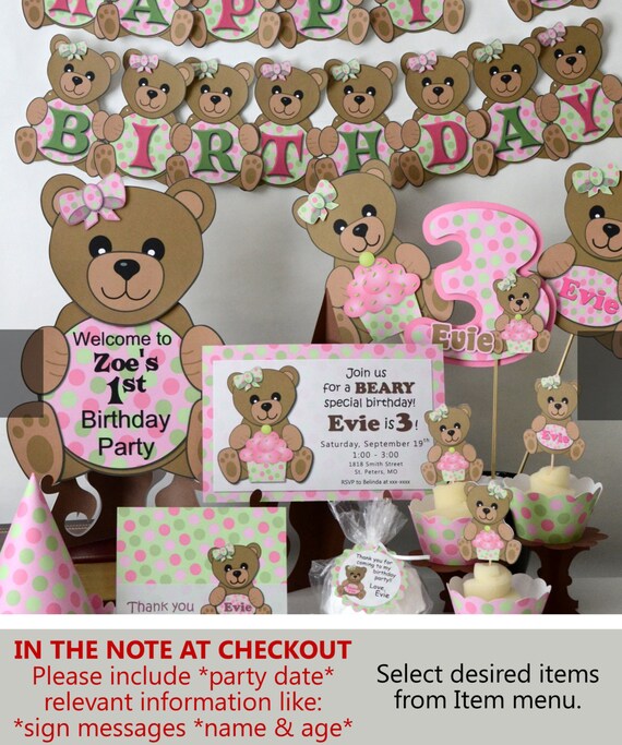 Bear With Bottle Set of 50 Personalized Baby Girl Shower Favor Tags Large 