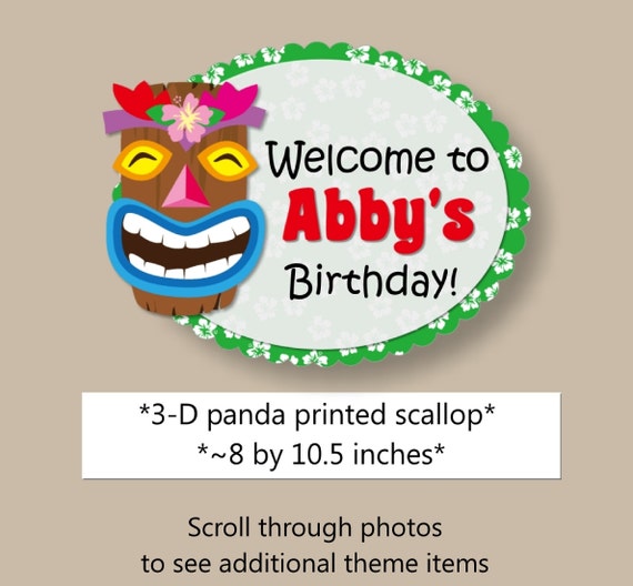 Hawaiian Luau Birthday Party Decorations Welcome Sign - Tropical Party Banner, Cake Topper, Cupcake, Invitation, Invite, Favor, Door Sign Il_570xn