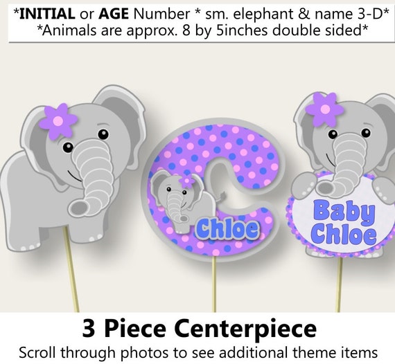 Purple Elephant Baby Shower Cake Topper Elephant Baby Shower Etsy