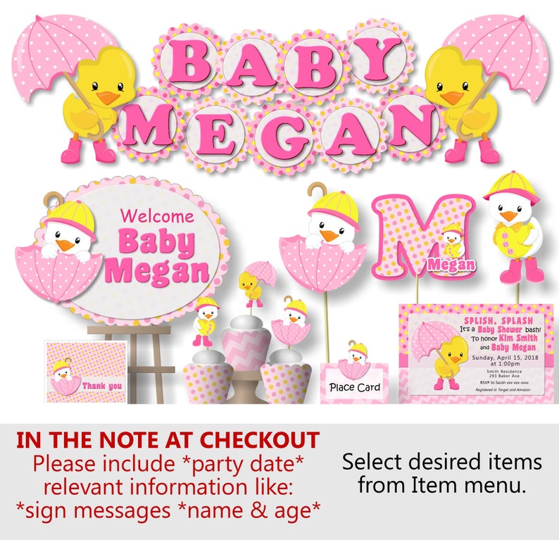 Pink Rubber Duck Baby Shower Decorations Rubber Ducky Baby Etsy