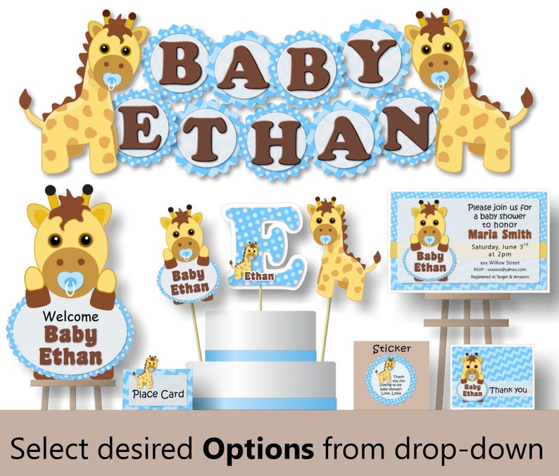 Giraffe Baby Shower Decorations for Boy Giraffe First Etsy