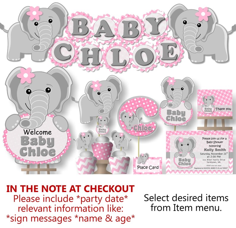 Girl Elephant Baby Shower Decorations Elephant Baby Shower Etsy Girl Elephant Baby Shower Decorations Elephant Baby Shower Etsy