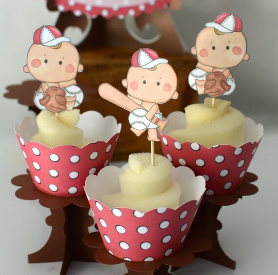 Baseball Cupcake Toppers and Wrappers - Baseball Baby Shower - Baseball 1st Birthday - Baseball First - Baseball Party - Printed Il_570xn