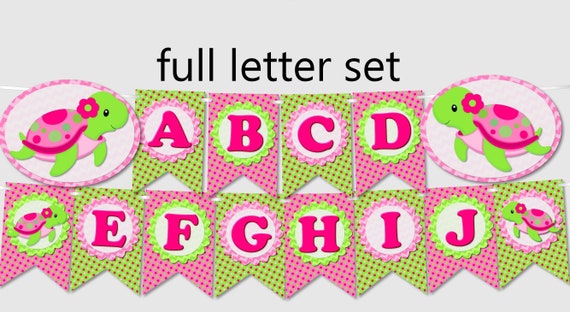 Printable Turtle Baby Shower Or Birthday Banner Full Letter Set