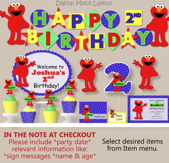 Personalized & Custom Printed Elmo Birthday Banner Party Decor 