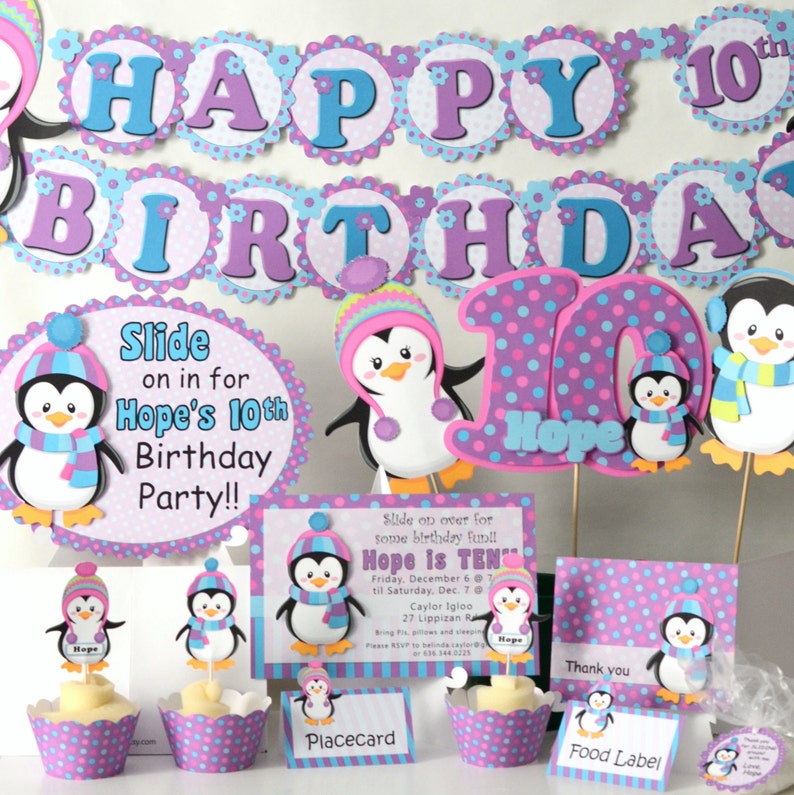 Penguin Birthday Banner or Baby Shower Banner Winter Baby | Etsy
