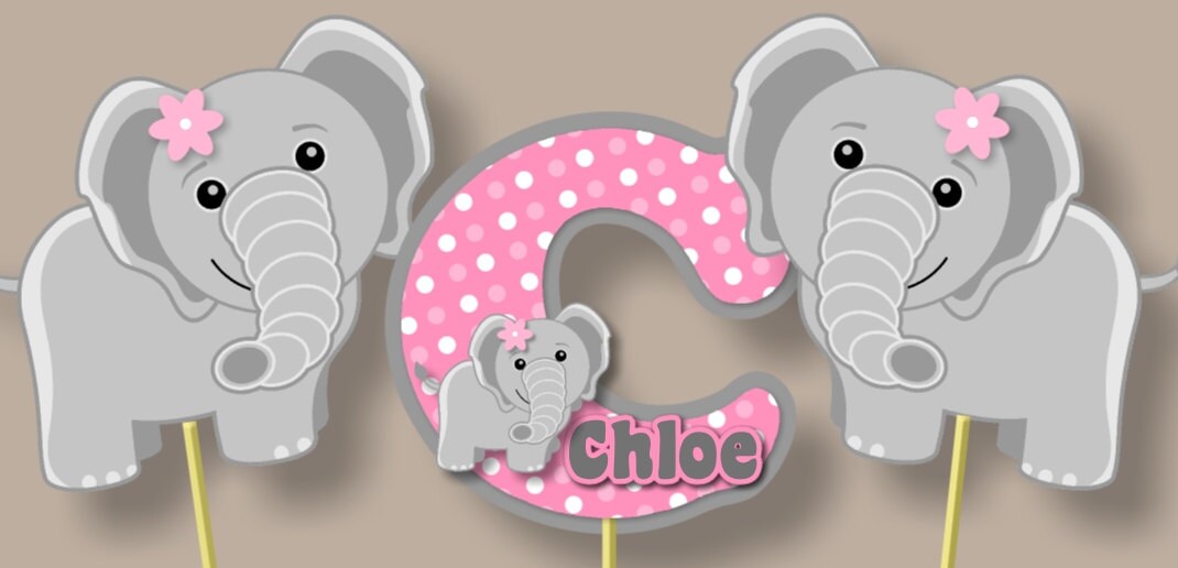 Pink Elephant Baby Shower Cake Topper Elephant Cake Topper Etsy
