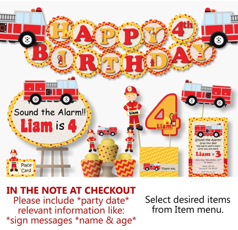 Fire Truck Birthday Party Decorations Firefighter Birthday Etsy