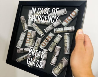 Emergency Cash Shadow Box: Funny Gag Gift for Home or Office - Christmas Day - Black Friday - Motivation Wall Art - Money Lover Gift