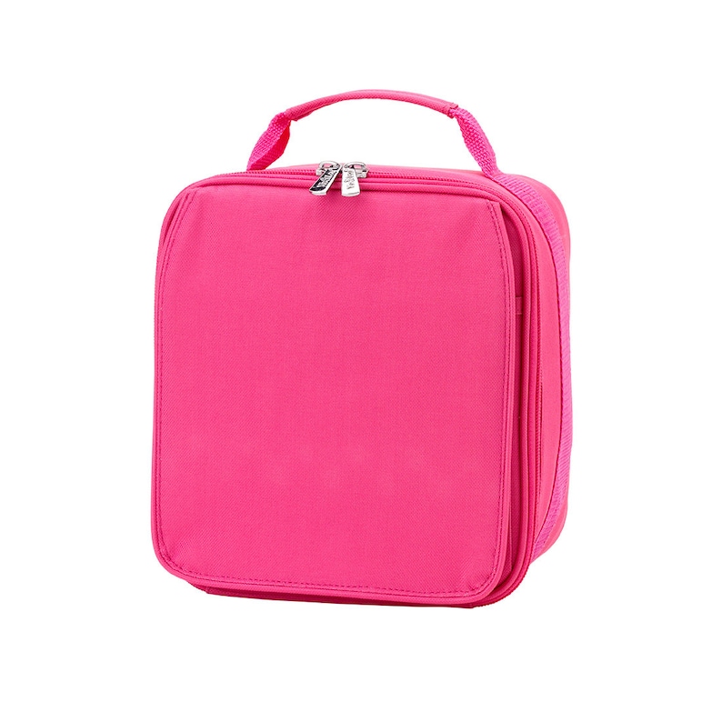 FAST TURNAROUND In Stock Personalized Monogrammed Solid Collection Hot Pink Backpack and Lunch Tote Box Set Free Monogramming-