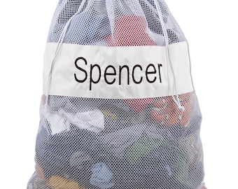 Personalized Monogrammed Large Mesh Laundry Bag with White Trim--Free Monogramming--Fast Turnaround