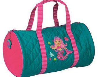 Personalized Monogrammed Stephen Joseph Quilted Teal Mermaid Duffle Bag Dance Travel Tote Bag --Free Monogramming--fast turnaround