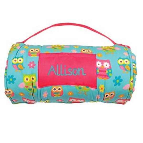 Monogrammed Stephen Joseph Teal Owl Nap Mat--Free Monogramming--Fast Turnaround