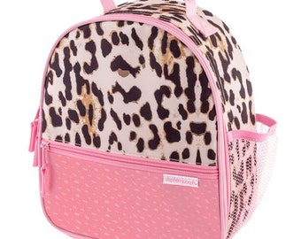 Personalized Monogrammed Stephen Joseph All over print Pink Leopard Lunch Tote Bag Box --Fast Turnaround--Free Monogramming--