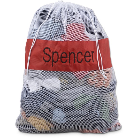Personalized Monogrammed Large Mesh Laundry Bag With Red Trimfree  Monogrammingfast Turnaround - Etsy