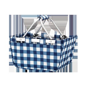 SHIPS NEXT DAYMonogrammed Reusable Mini Market Tote navy blue check plaid houndstoothFree Monogramming image 1