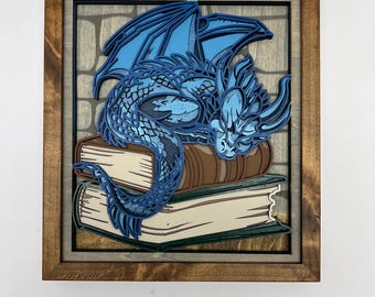 3D houten muurkunst draak – Schaduwdoos slapende draak