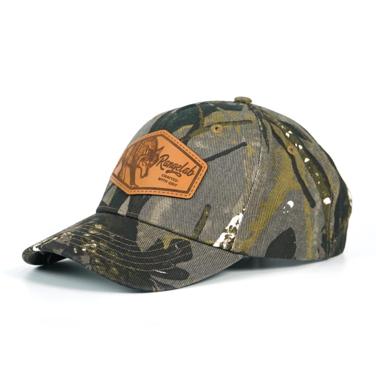 Camo Baseball Cap Wolf Leather Patch Adjustable Outdoor Hat - Etsy