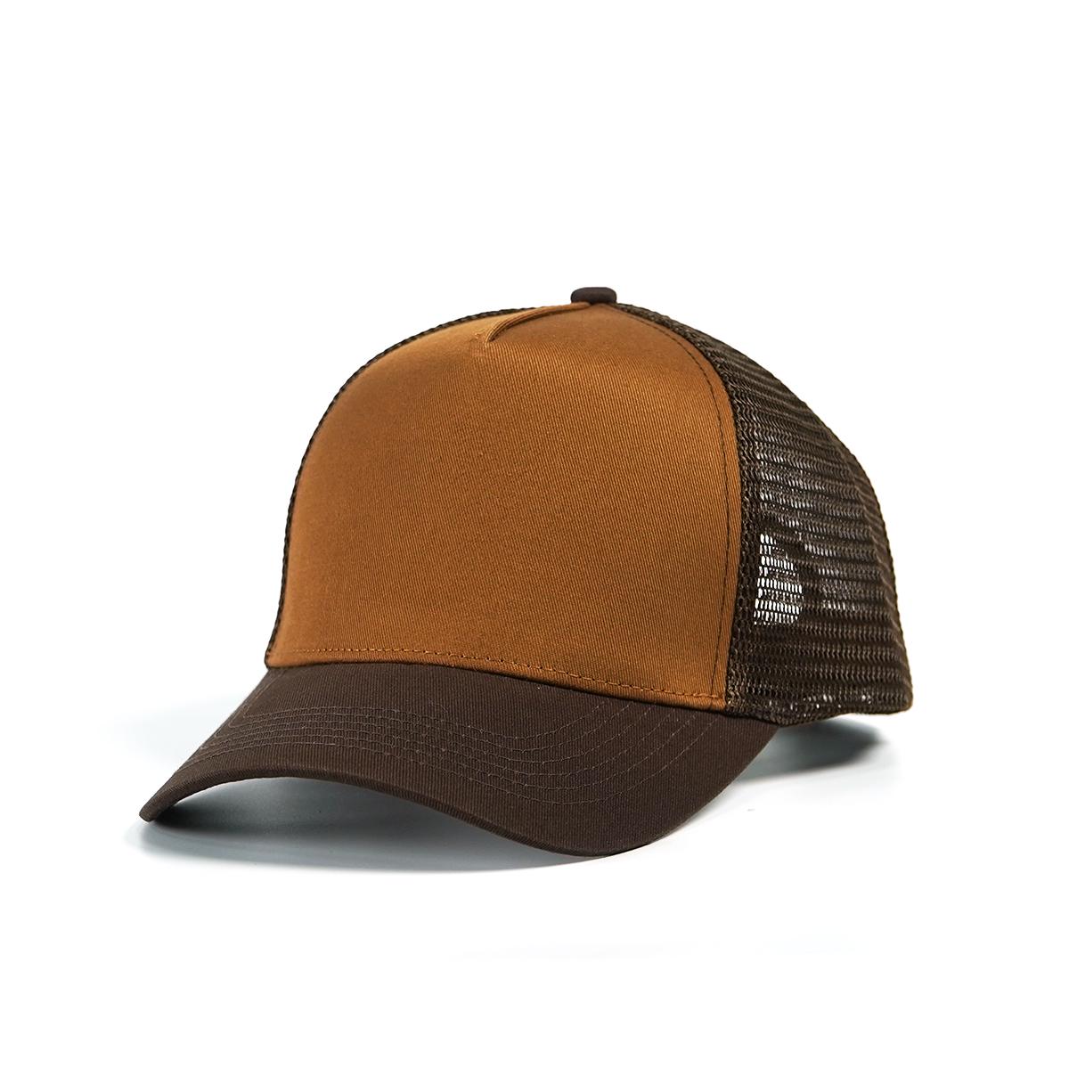 Vintage Brown Trucker Hat With Mesh Back, Caramel Front  display picture 1