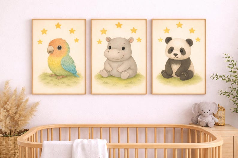 Panda Nursery Wall Art A3, Baby Animal Poster, Neutral Kids Print, Baby ...