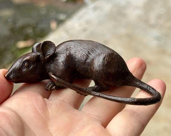 Red Copper rat  statues Decoration tea pet , Collect Bronze Feng Shui Auspicious wealth mouse rat Zodiac Animal RAT Talisman craft.